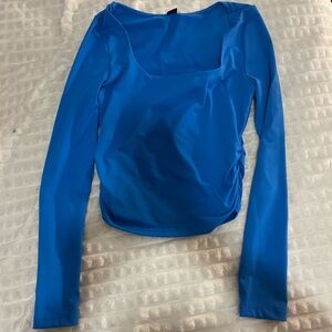 Elegant Blue Long Sleeve Women's Top
